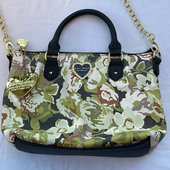 Betsey Johnson Gold Chain Strap Shoulder Bag Purse Crossbody - Picture 2 of 13